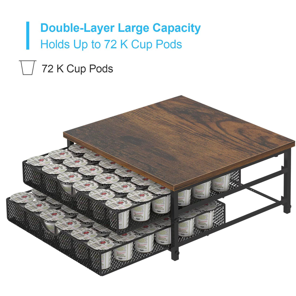 2-Layer 72 Capacity K Cup Holder Storage Drawer, Black T71013
