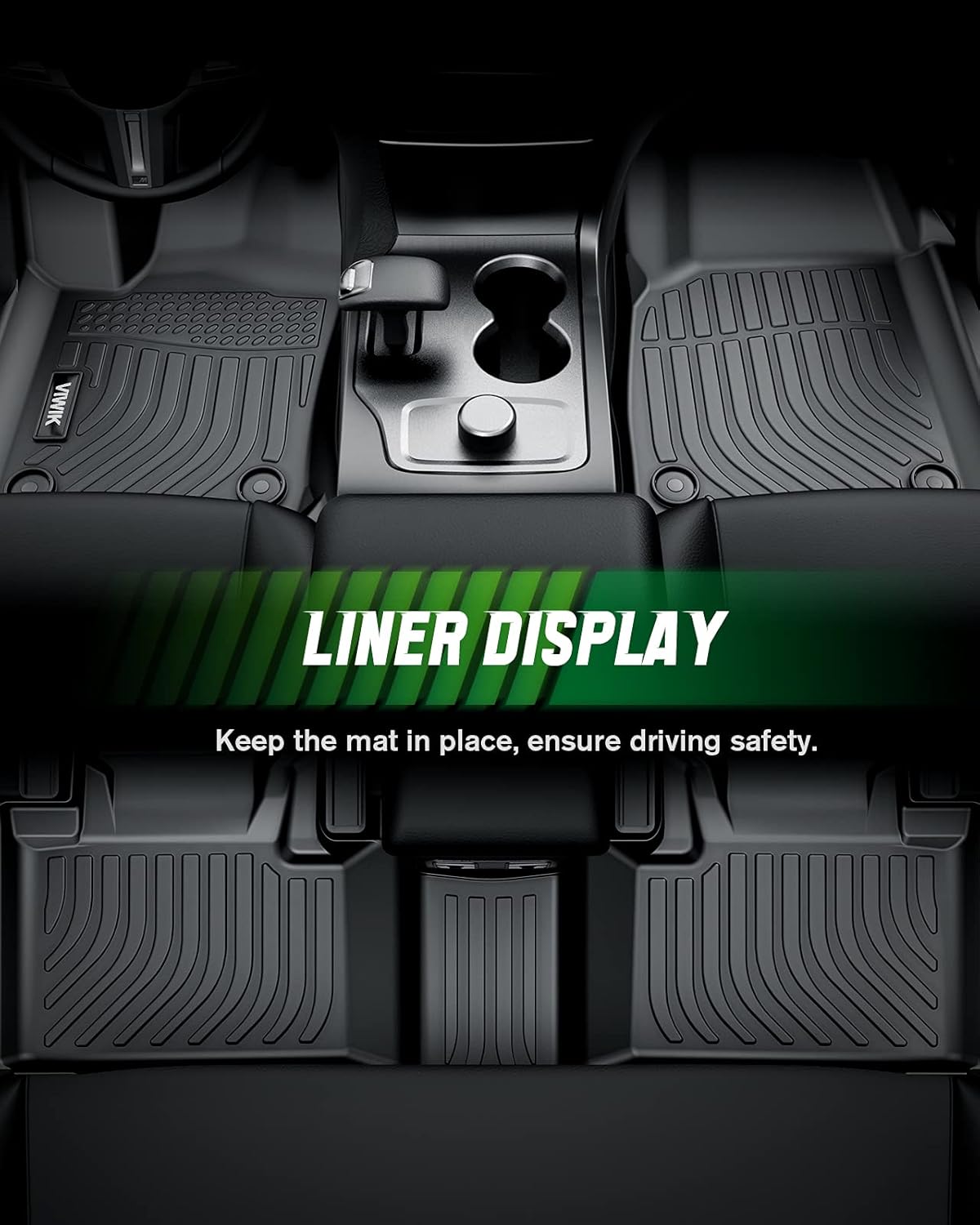 Black TPE Floor Mats Full Set 1st 2nd 3rd Row P544