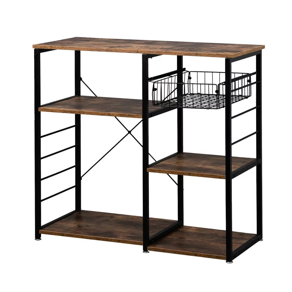 Rustic Brown Kitchen Storage Shelf with 10 Hooks G39253