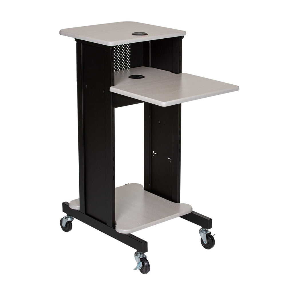 Presentation Cart and Stand, Steel Frame, Ivory Woodgrain J164268