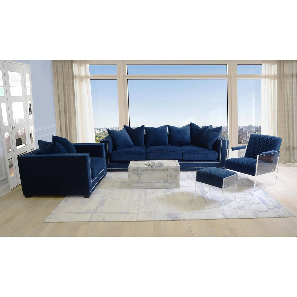 Navy Acrylic Velvet Accent Chair Q6645