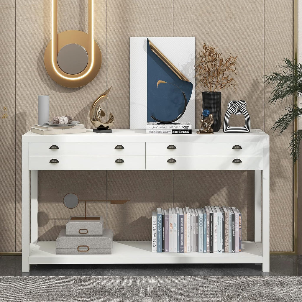 Green Wood Console Table with 2 Drawers X94404