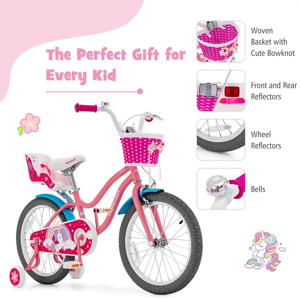 18 Inches Kids Bicycle with Training Wheels & Basket N5868