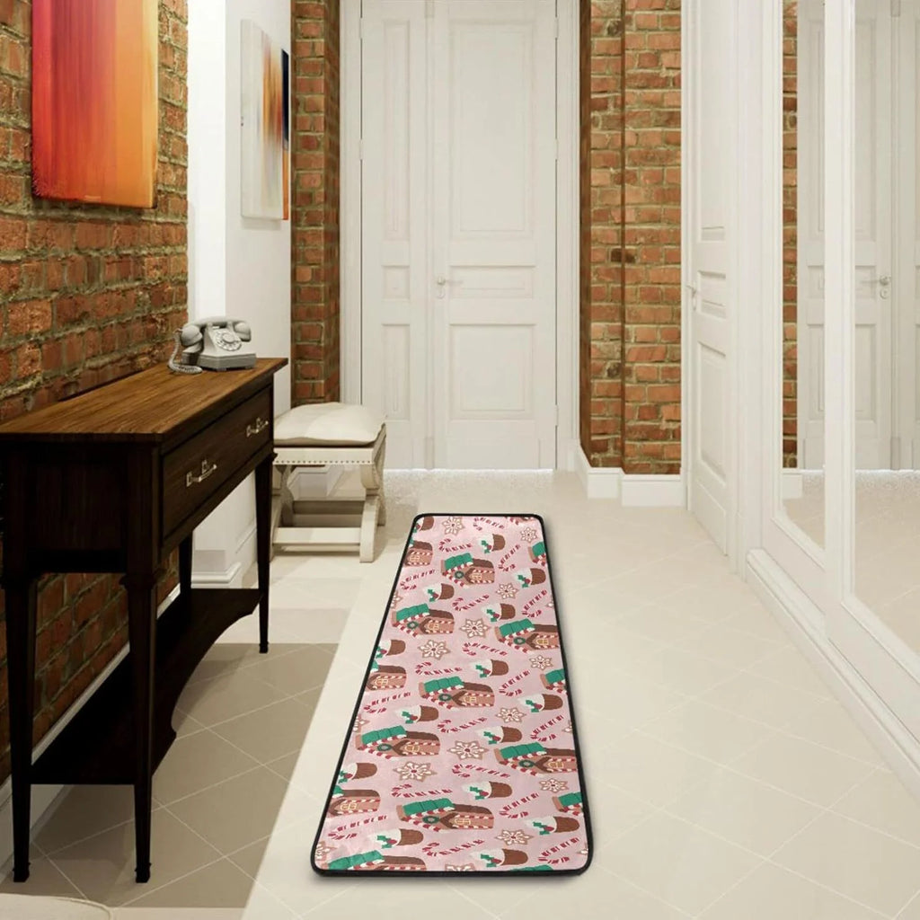 2'x6' Christmas Gingerbread Runner Rug with Rubber Backing P3815