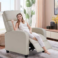 Beige PU Leather Recliner Chair with Footrest O700048