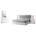 White Gray Leather Headboard California King Bed Set H43367