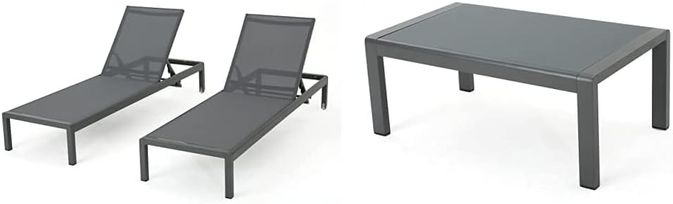 Grey Aluminum Chaise Lounges 2-Pcs Set X72747