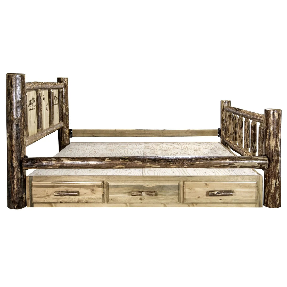Brown California King Wood Storage Bed M96501