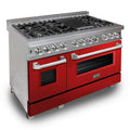 48 in. Gas Burner Electric Oven Range with Red Gloss Door G43013