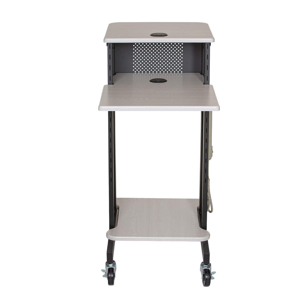 Presentation Cart and Stand, Steel Frame, Ivory Woodgrain J164268