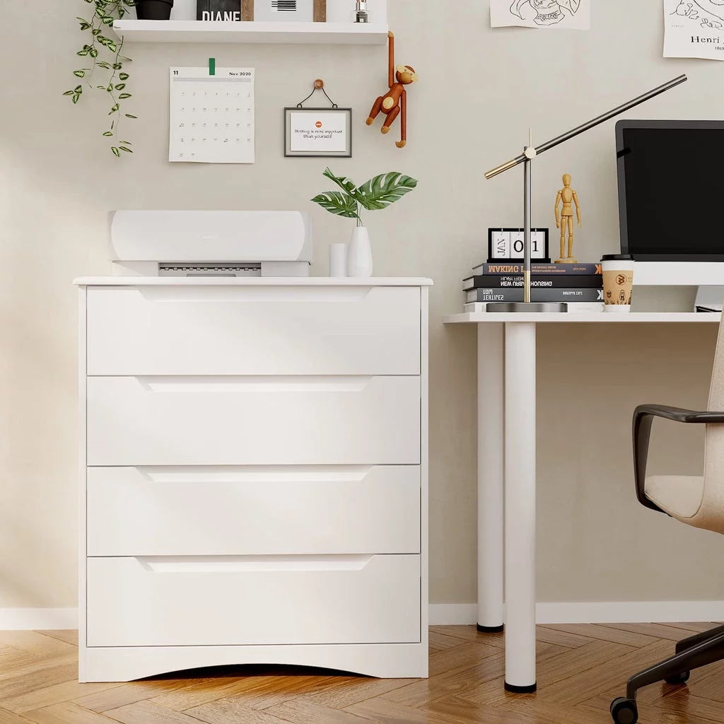 White 5 Drawer Dresser with Cutout Handles U143