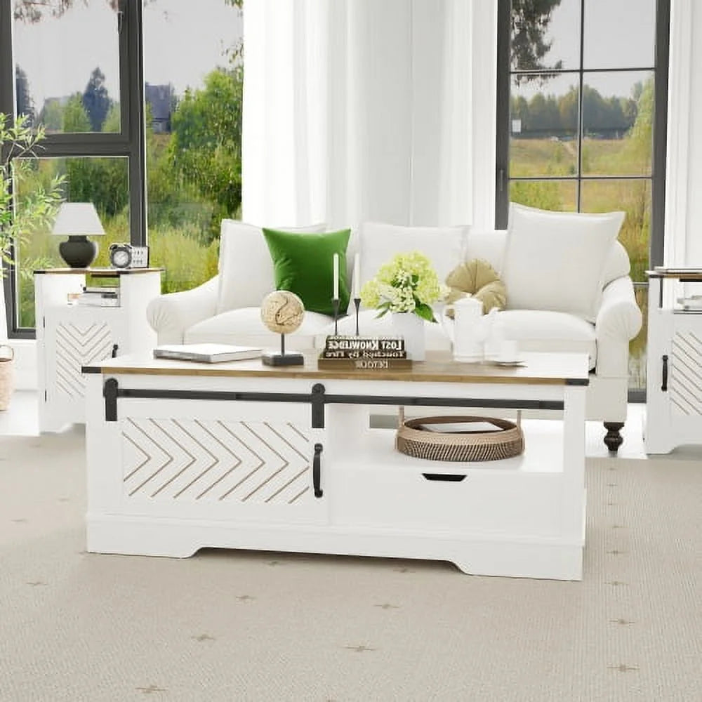 White & Oak Rectangular Coffee Table X60035