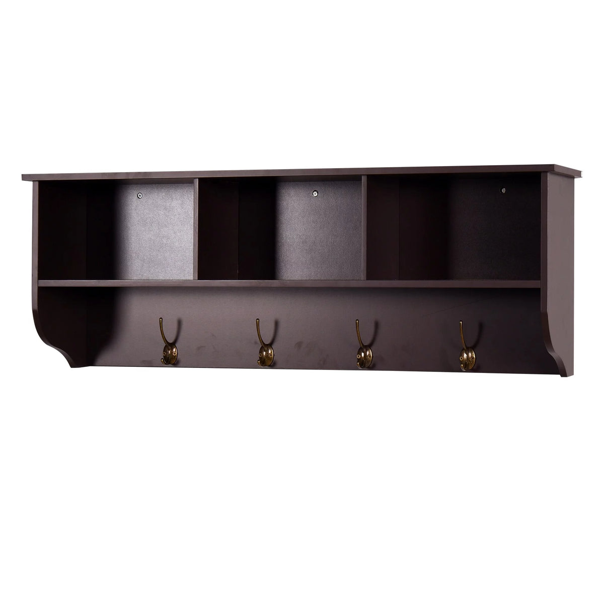 Wall Mounted Coat Rack with 4 Dual Hooks and Storage Shelf R4811