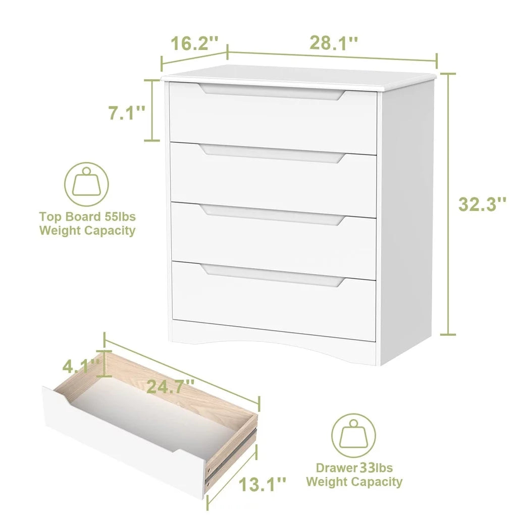 White 5 Drawer Dresser with Cutout Handles U143