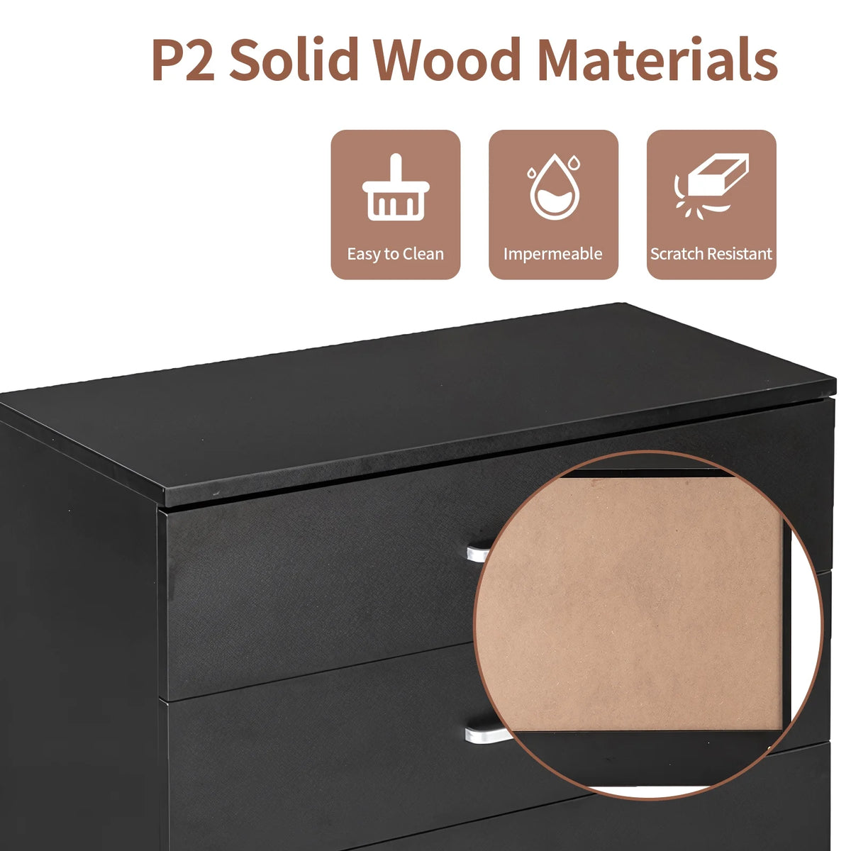 Black Wooden Storage Chest of Drawers Z44922