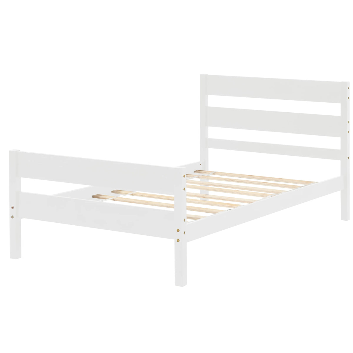 White Twin Bed with Headboard and Footboard X901092
