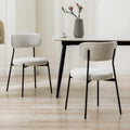 Set of 2 Boucle Upholstered Dining Chairs with Black Metal Legs A745