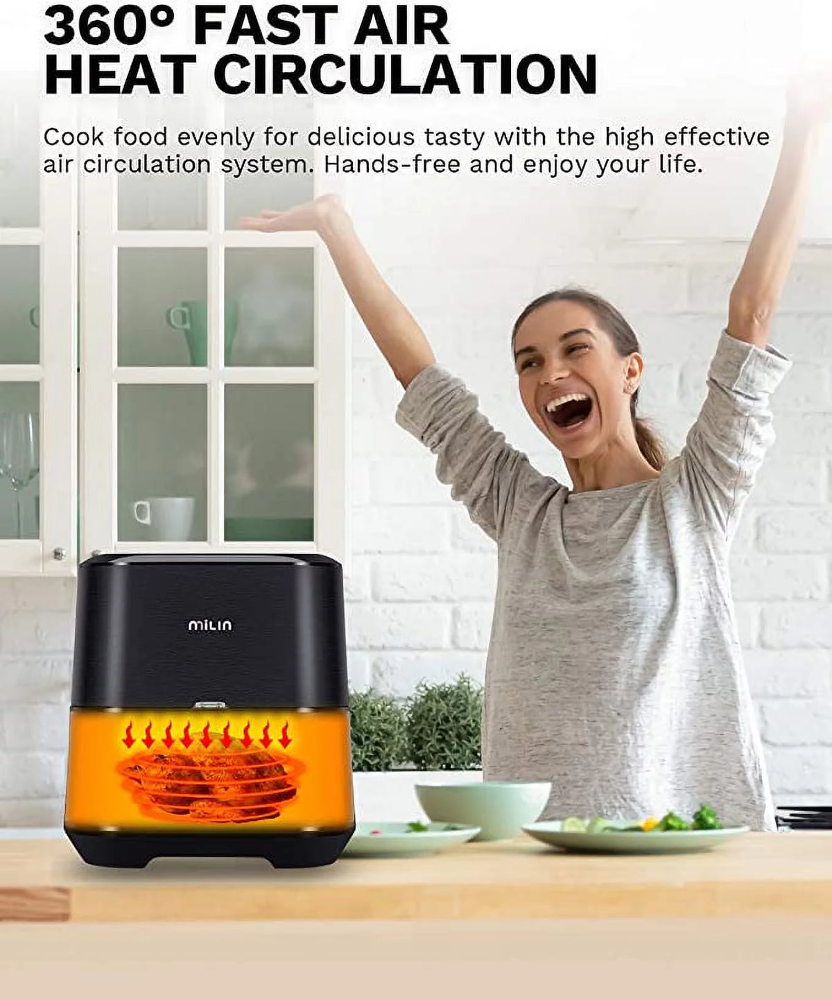 5.8 Quart 1700-Watt Electric Air Fryer with Nonstick Basket A776