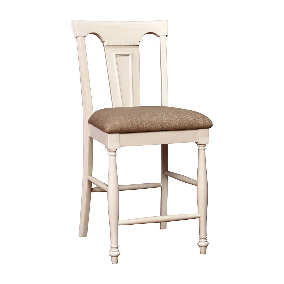 Upholstered Fabric Counter Height Dining Chairs Set of 2 White U4339