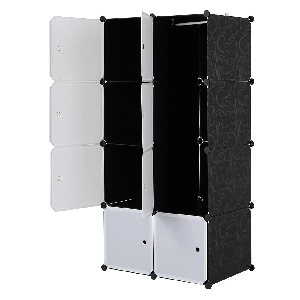 Black 8-Cube Modular Plastic Storage Organizer A16692