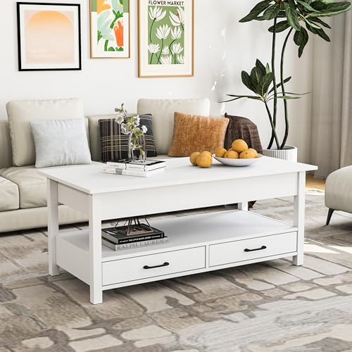 Lift Top Coffee Table with Hidden Compartment and Drawers P9248