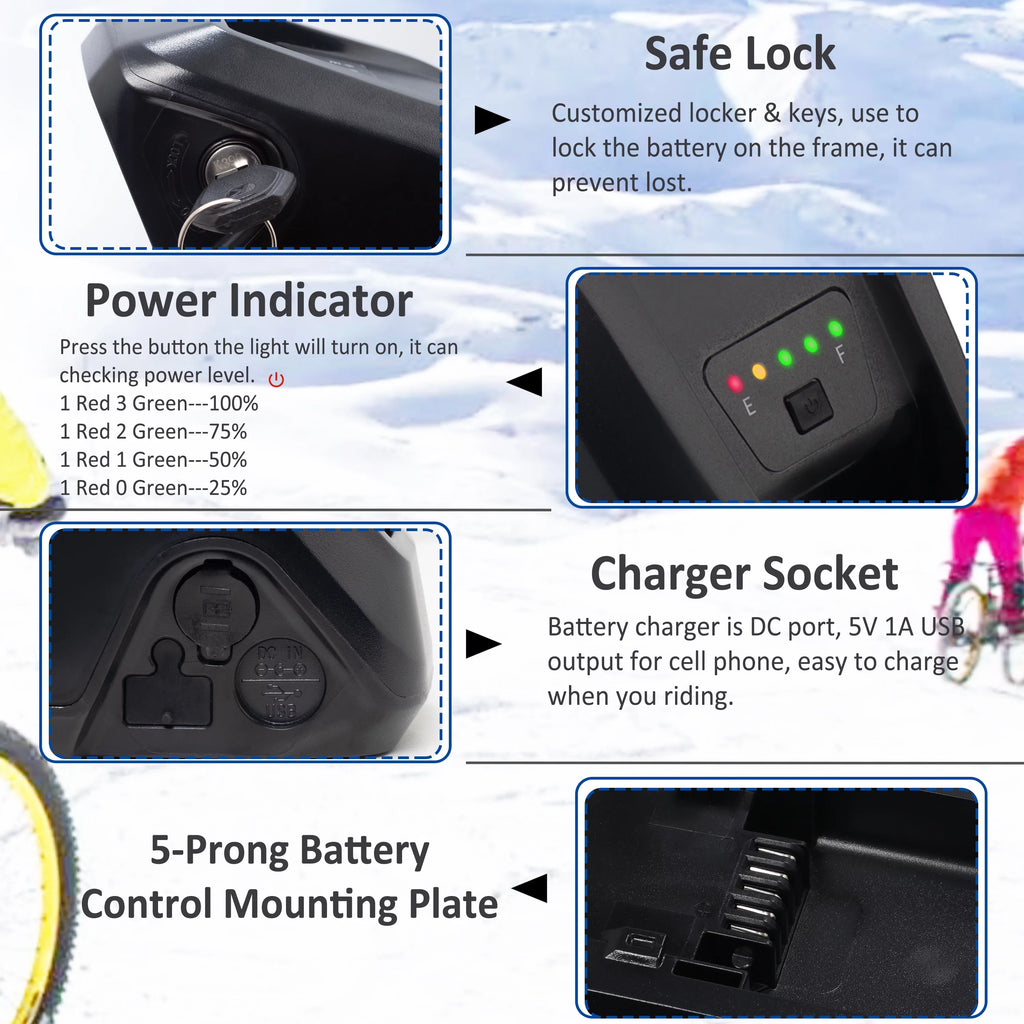 48V 10Ah Lithium Ebike Battery with Charger M283