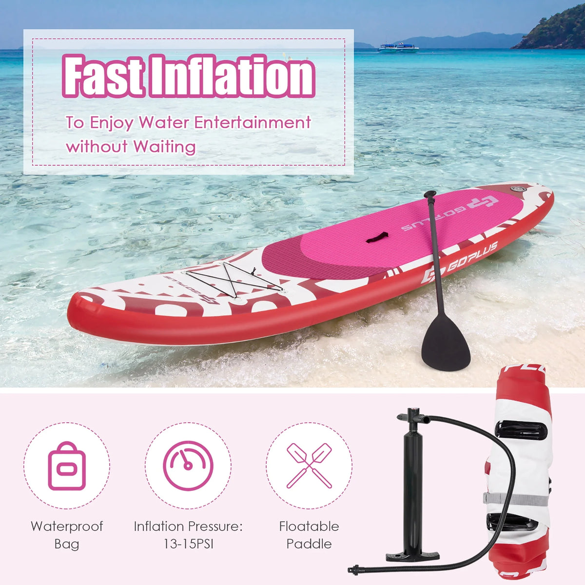 10.5' Inflatable Stand Up Paddle Board with Carry Bag D462226