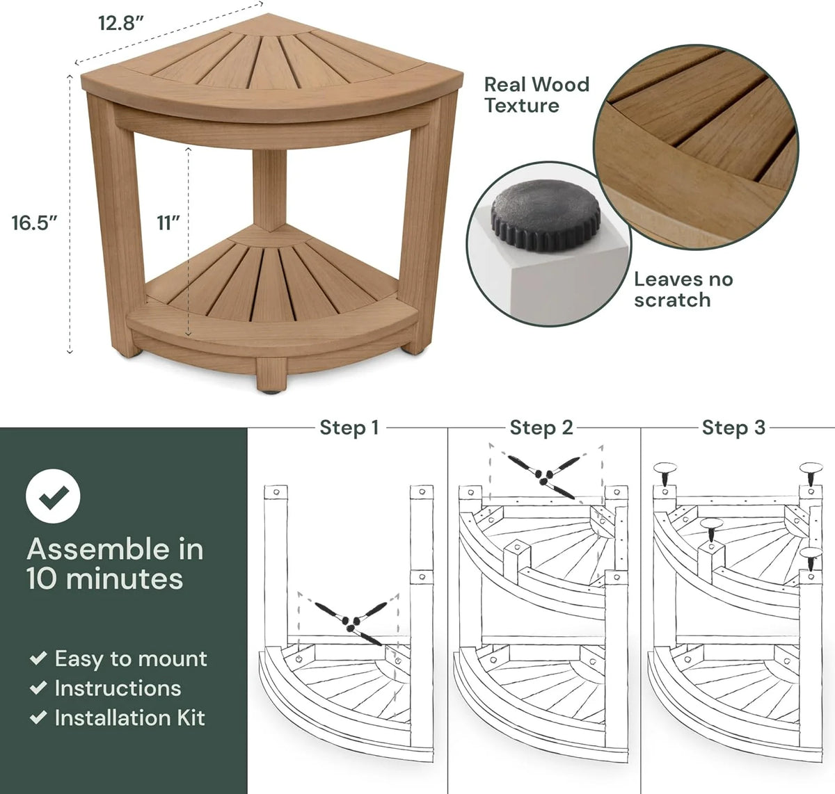 Waterproof Heavy Duty Corner Shower Stool M53181