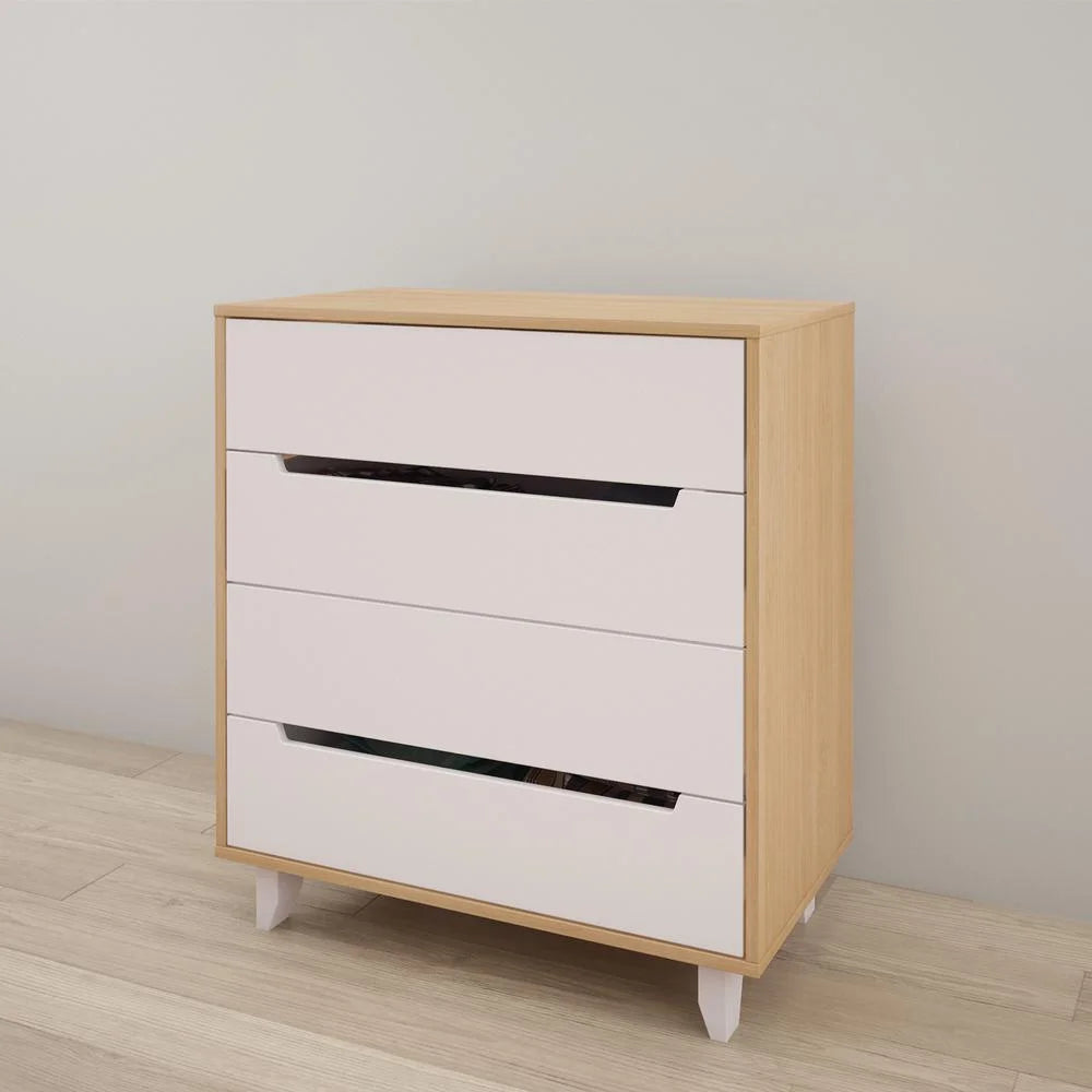 4 Drawer Chest in White and Natural Maple O671