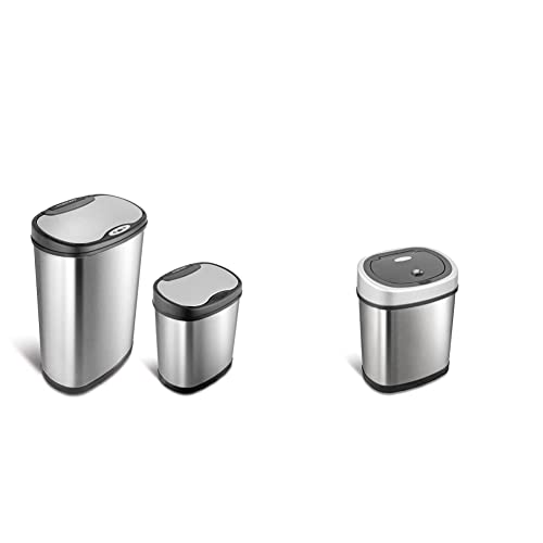 Automatic Touchless Infrared Motion Sensor Trash Can Combo Set, 13 Gal & 2 Gal Stainless Steel M81768
