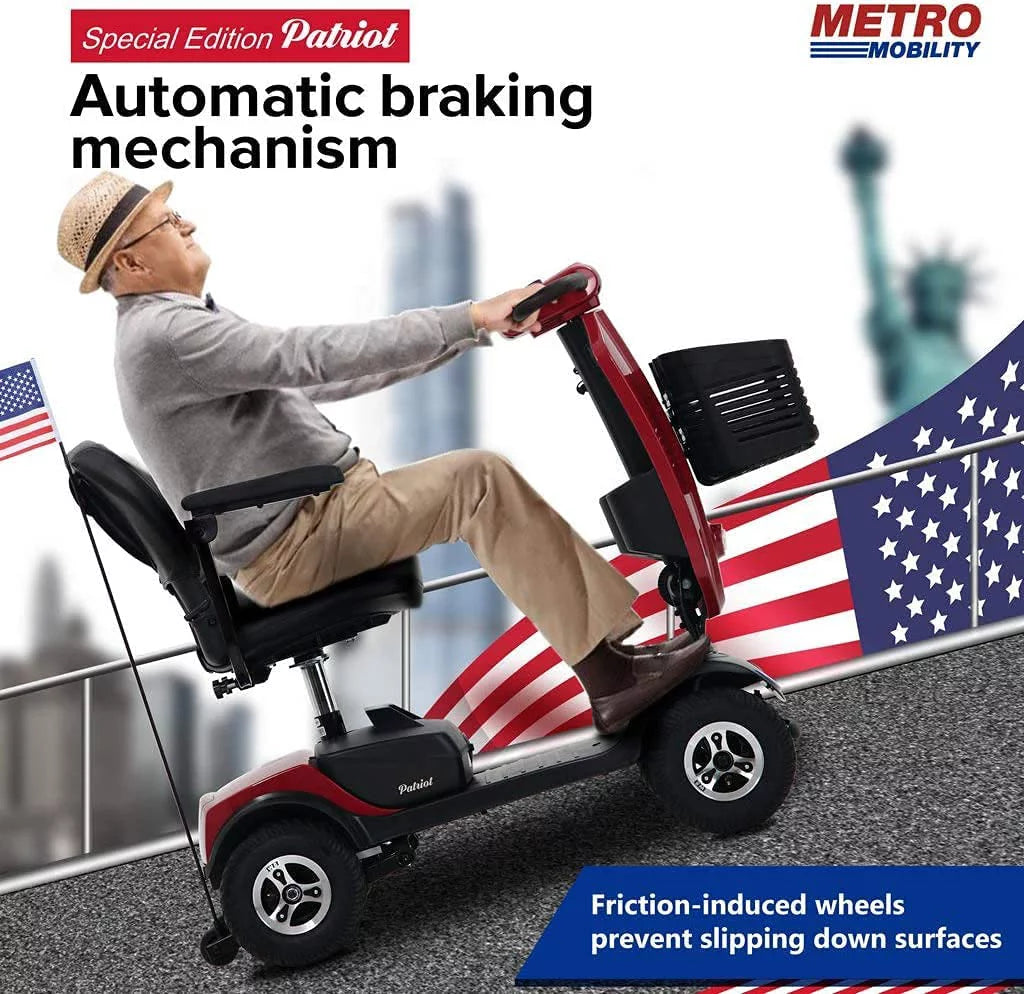 Folding 4 Wheels Mobility Scooter with USB Charging Port, Windshield, LED Light - Red R916