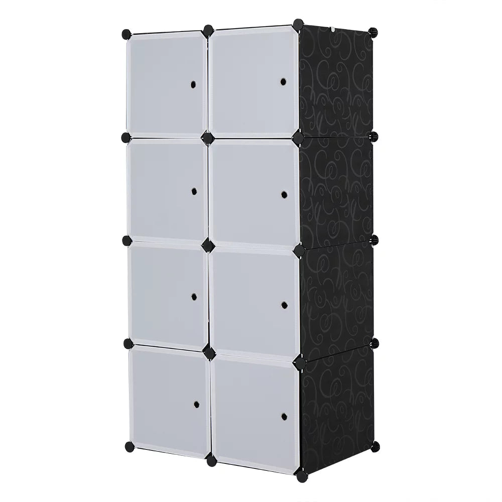 Black 8-Cube Modular Plastic Storage Organizer A16692