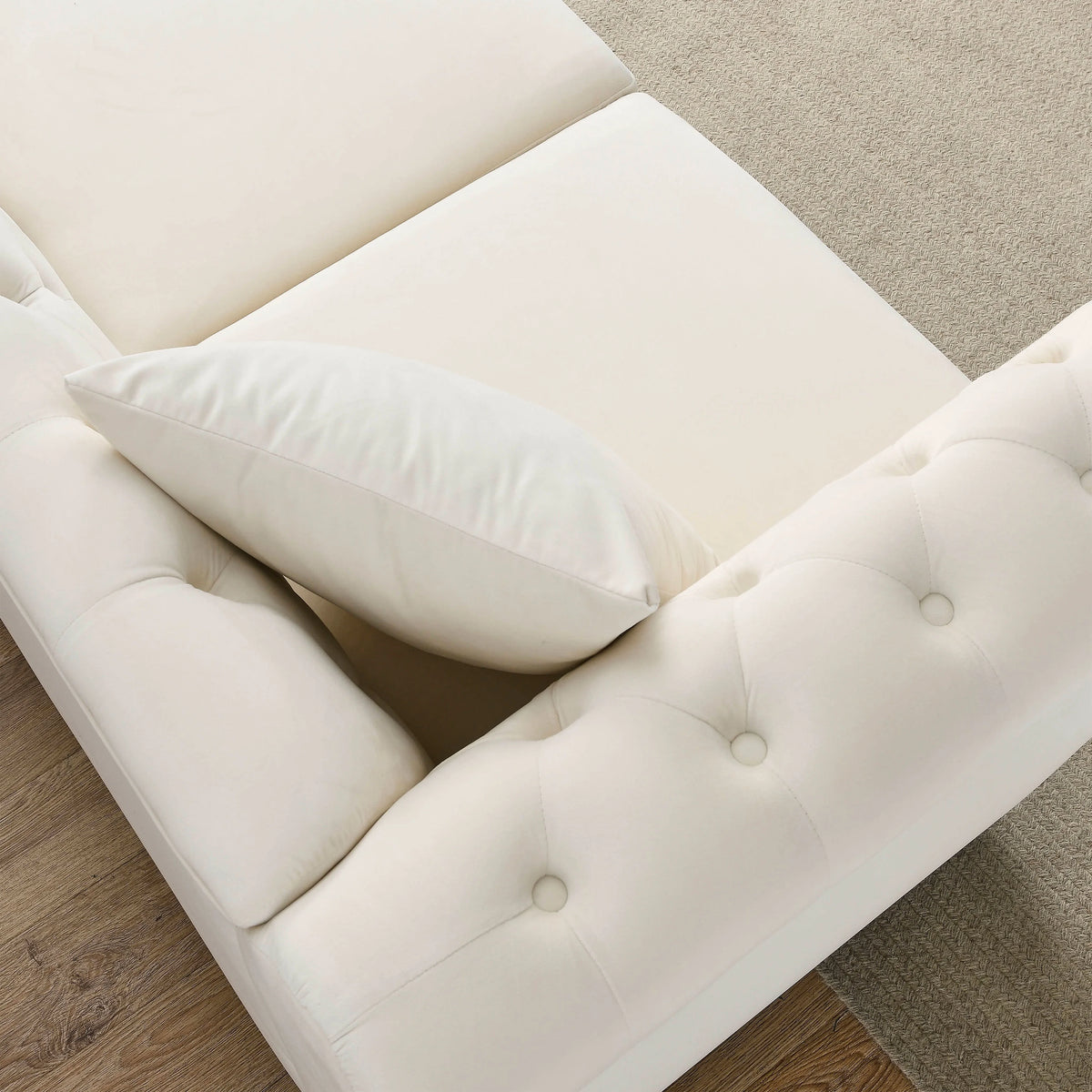 80" Velvet Tufted 3 Seats Sofa with Two Pillows F54685