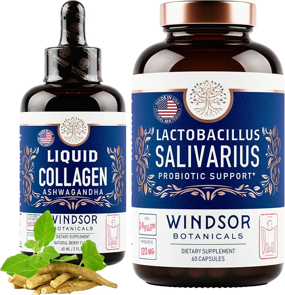 Liquid Collagen Ashwagandha and Lactobacillus Salivarius Probiotic N9895
