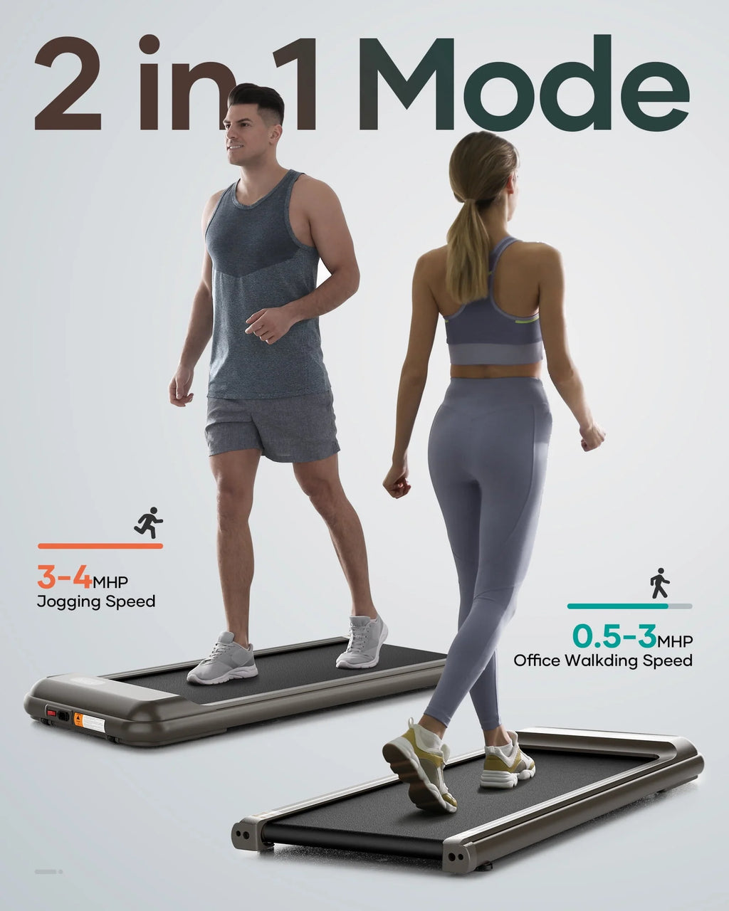 Treadmill Walking Pad with Remote Control 2 in 1 Portable Y406787
