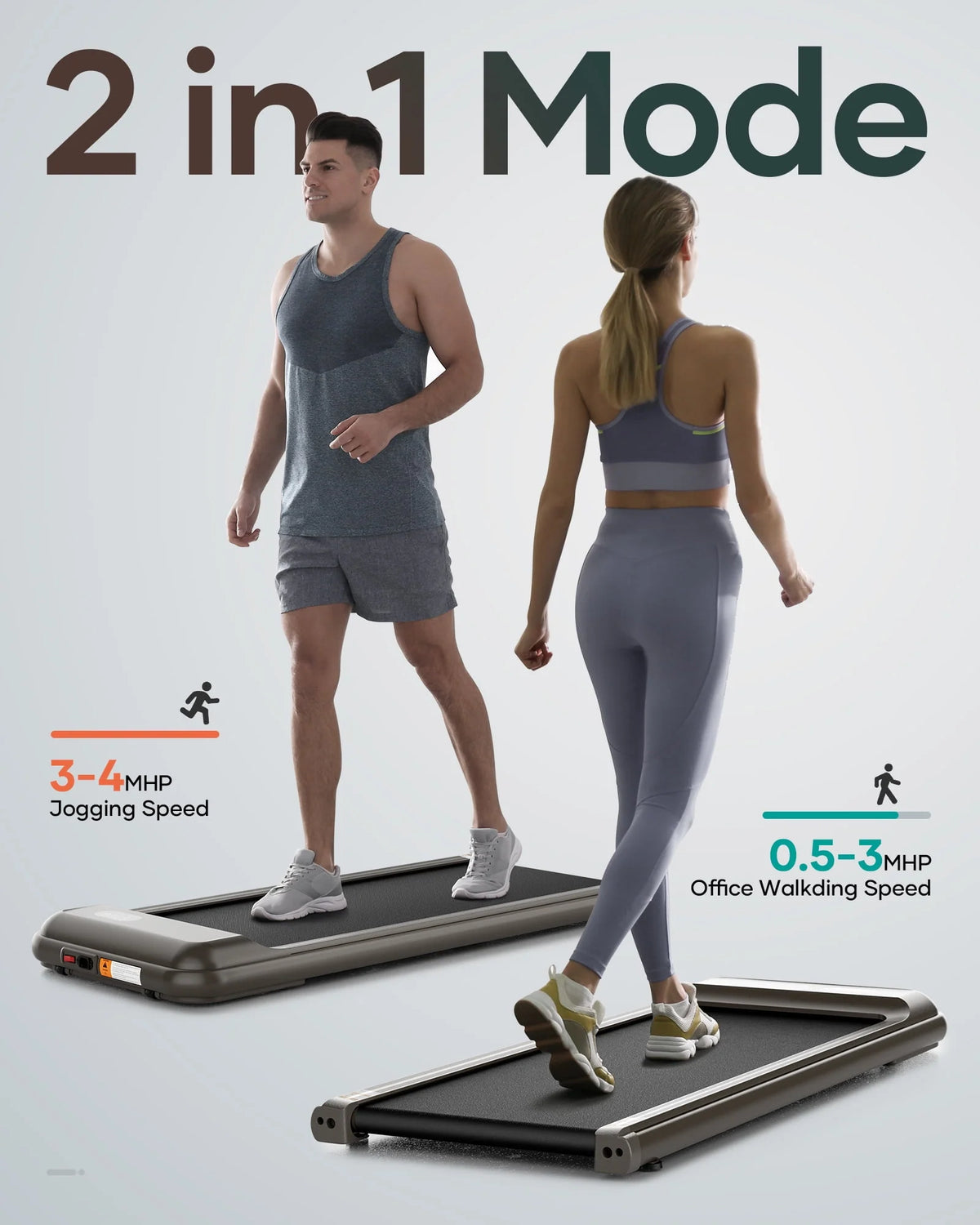 Treadmill Walking Pad with Remote Control 2 in 1 Portable Y406787