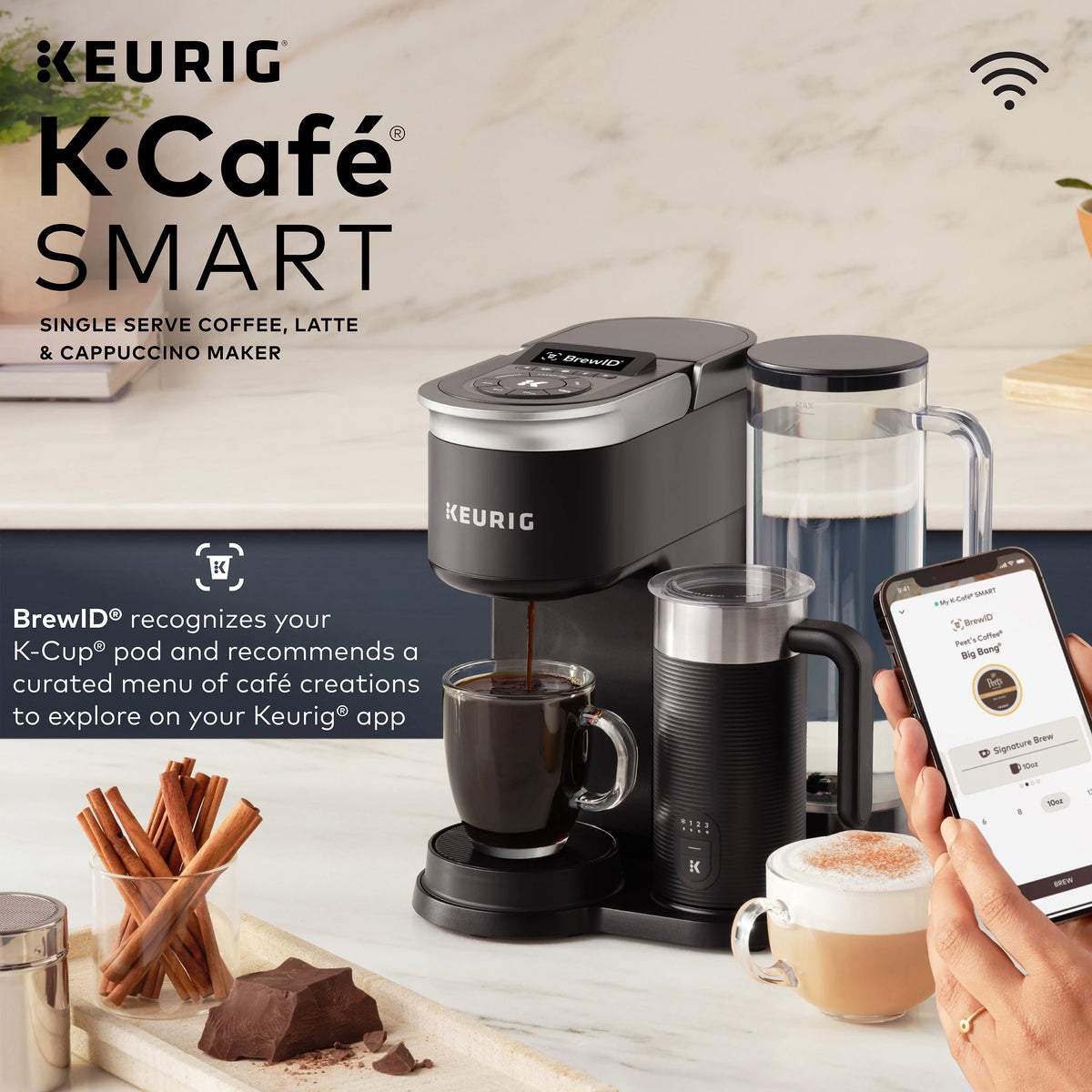 Single Serve K-Cup Pod Coffee Latte and Cappuccino Maker Black L607