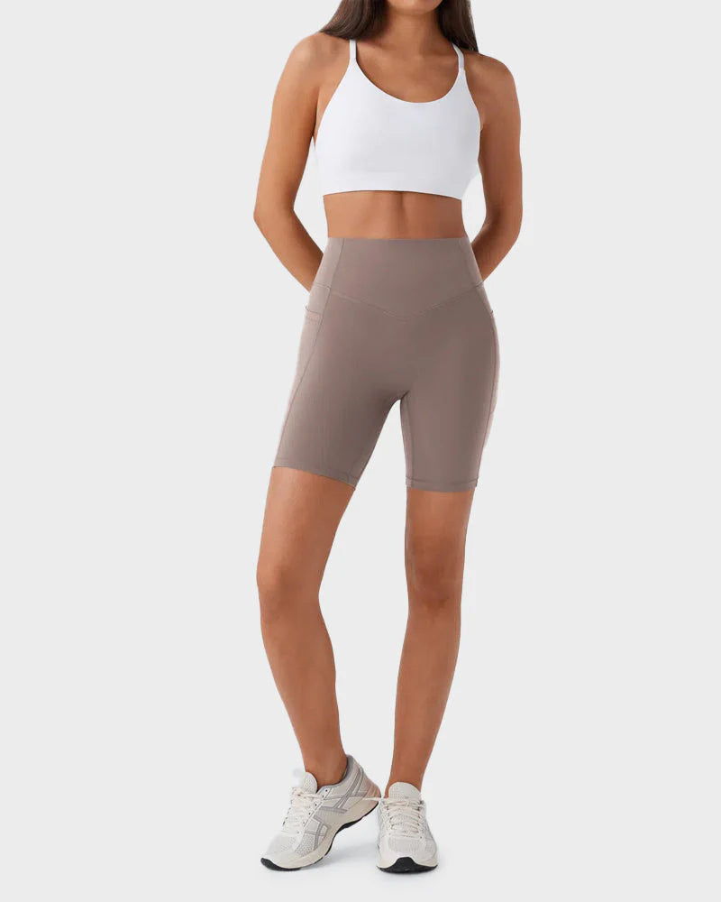 Tummy Control Butt-Lifting Training Shorts with Pockets A23581