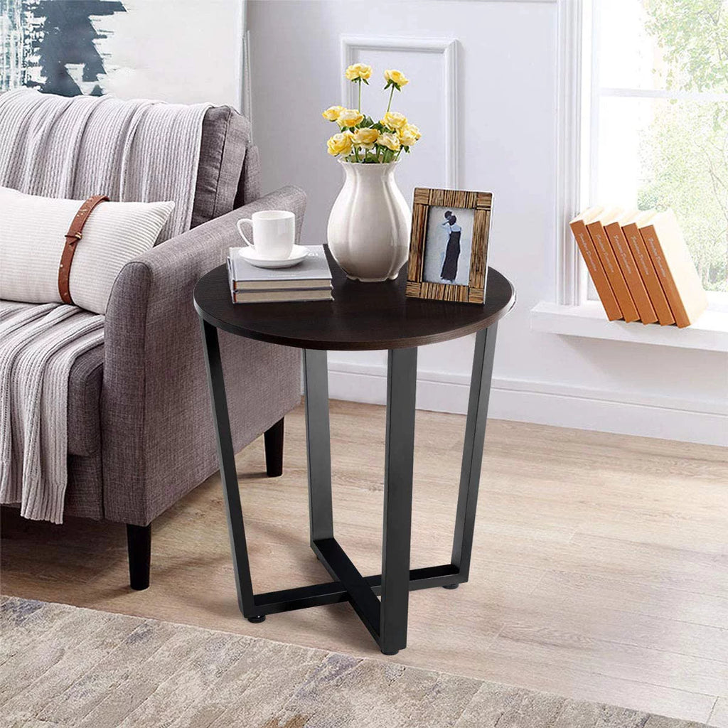Round 2-Tier Metal End Table with Storage Shelf I675