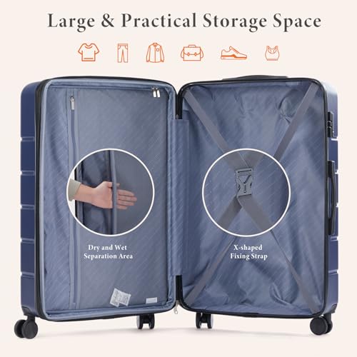 Navy Blue 24 Inch Hard Shell ABS Spinner Luggage F1427