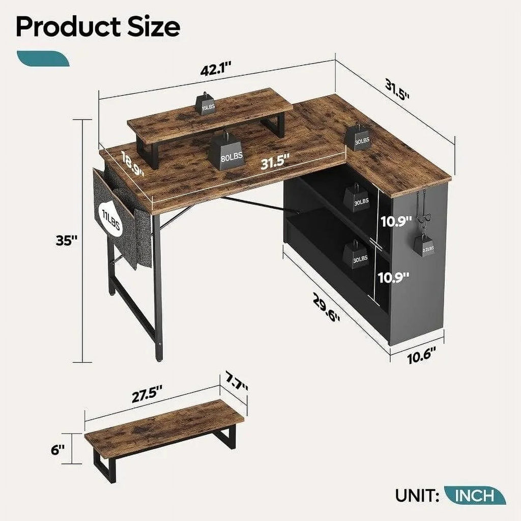 L Shaped Corner Computer Desk with Storage X3498
