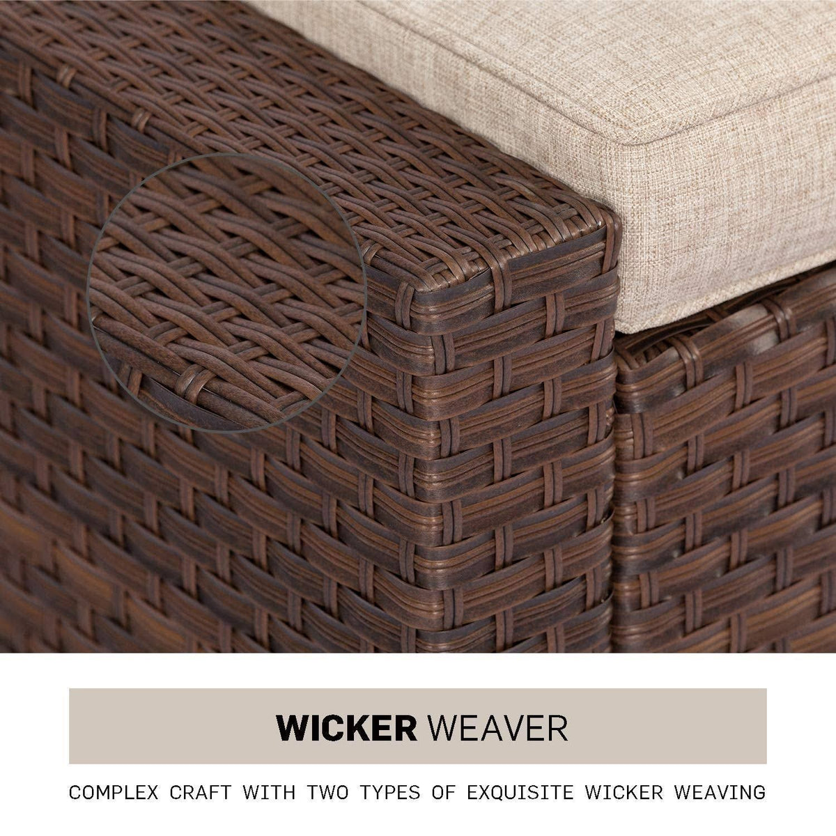 4-Piece All Weather Wicker Patio Furniture Set with Glass Coffee Table W56483