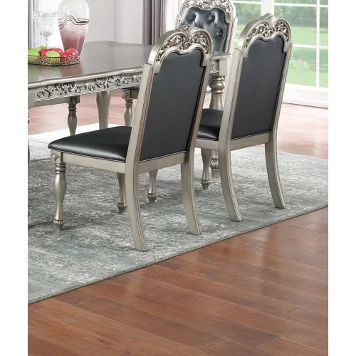 Set of 2 Grey Rubberwood Dining Chairs with Upholstered Seat O116440