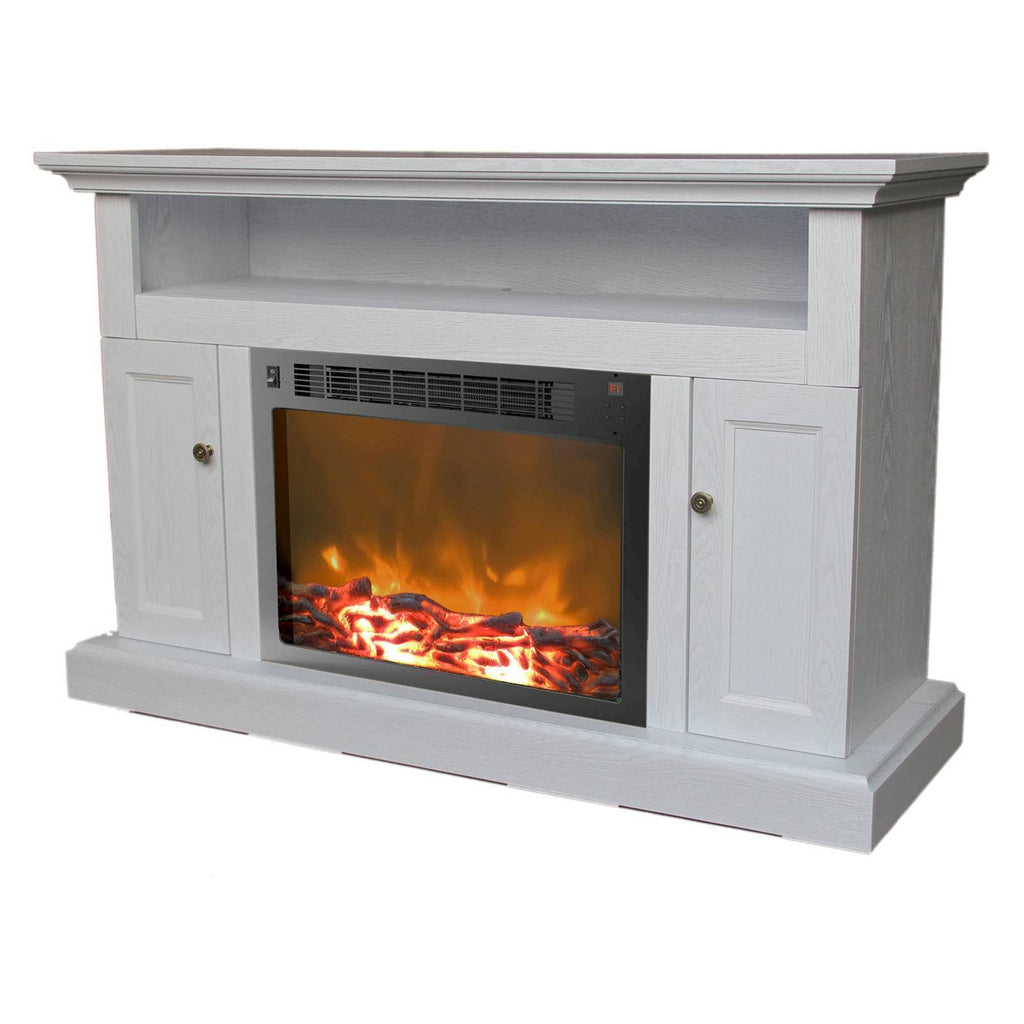 White Mantel with Electronic Fireplace Insert G93519