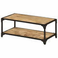 Coffee Table with Storage Shelf Mango Wood Iron Frame O5004