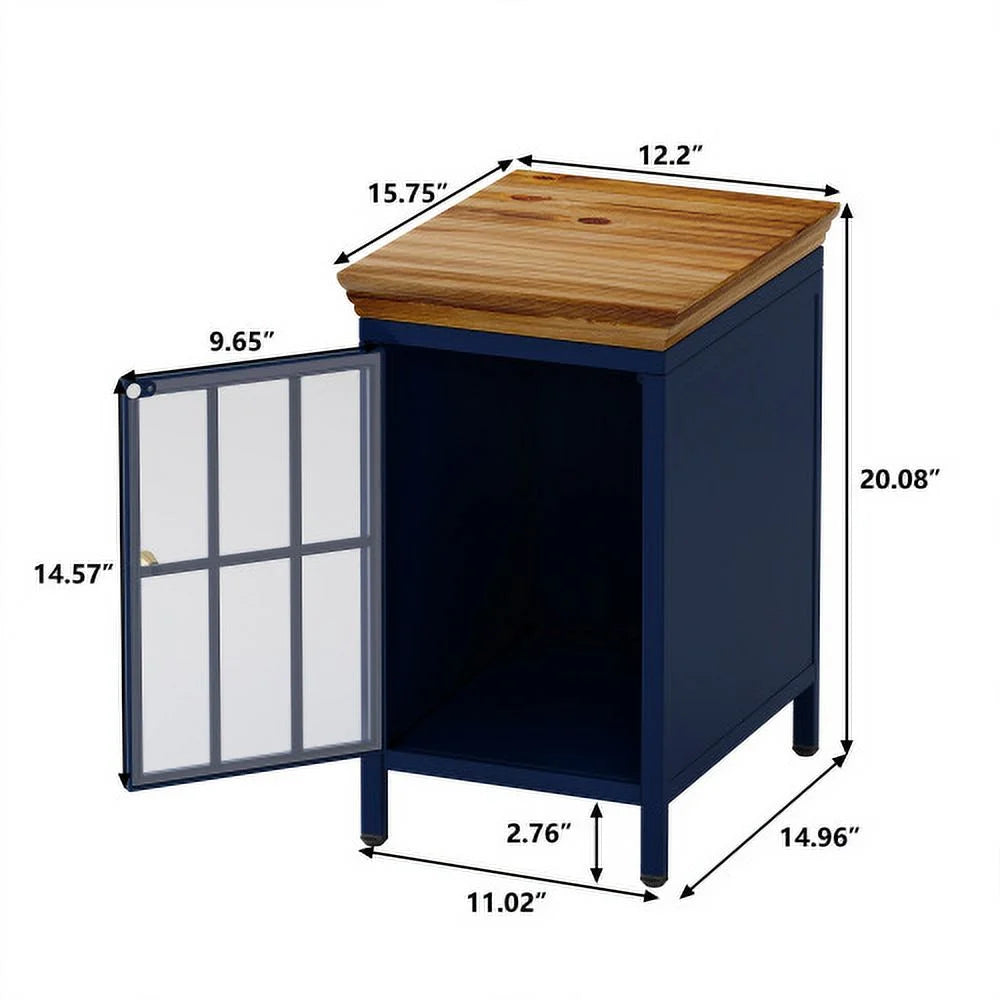 Dark Blue Storage Cabinet Nightstand V2742