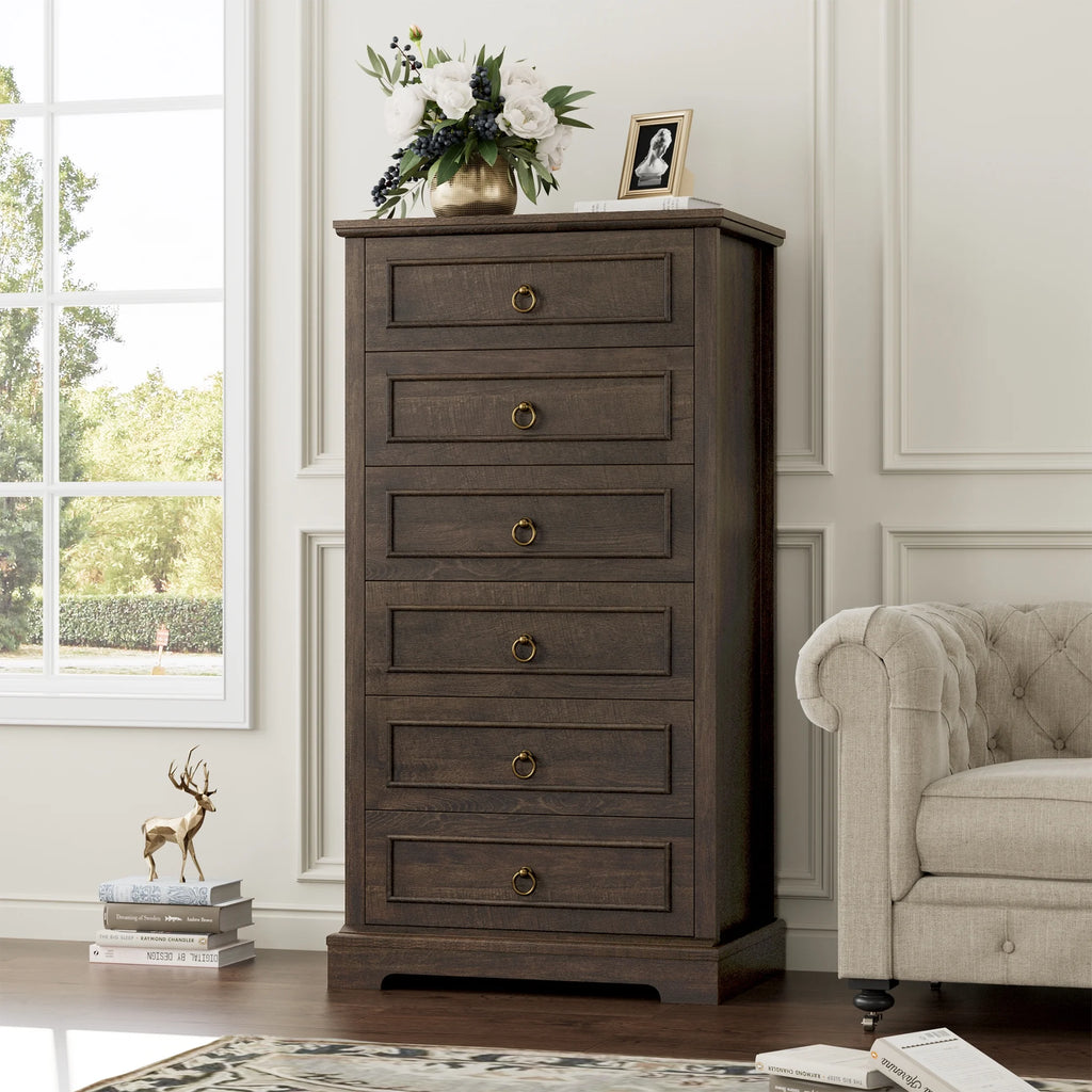 White 6 Drawer Wood Dresser L4256