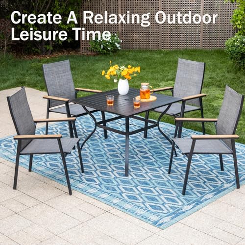 Beige Lightweight Aluminum Textilene Stackable Dining Chairs Set of 6 I40812