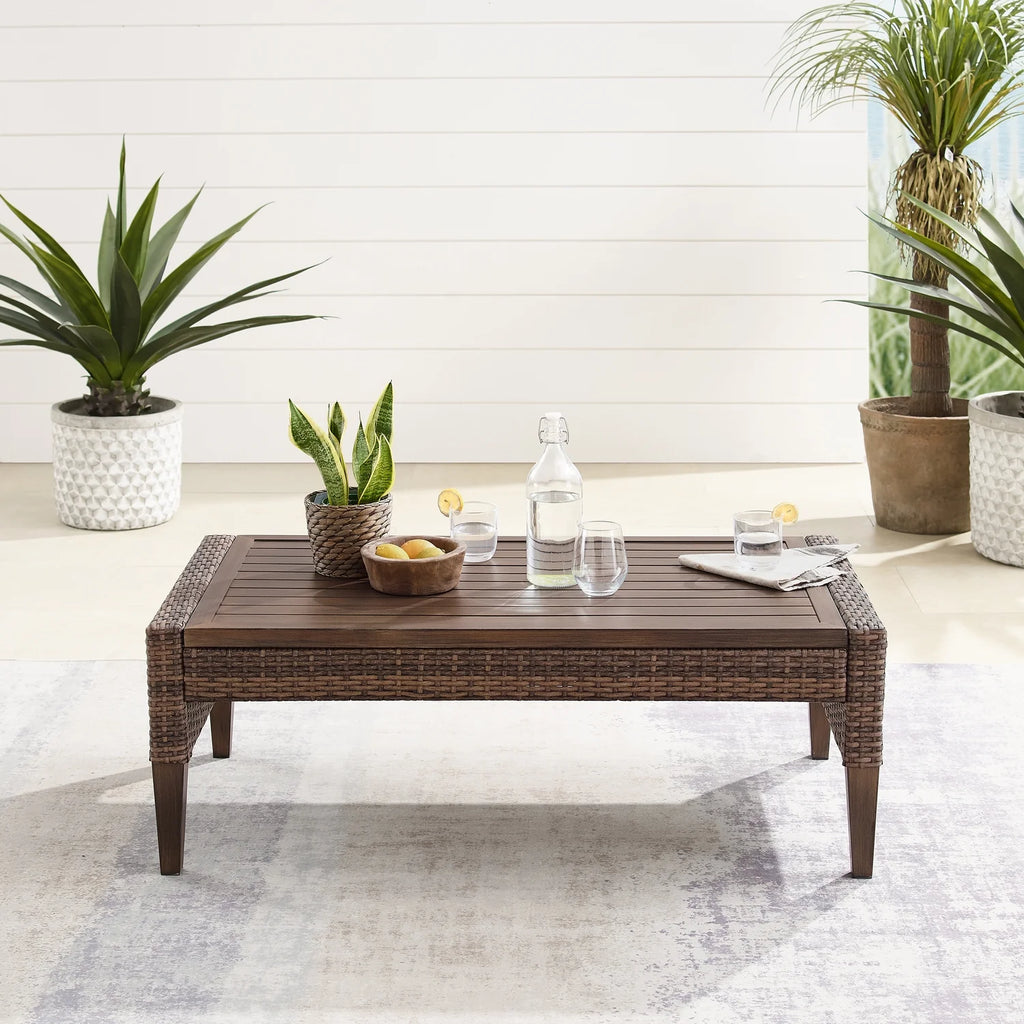 Brown Wicker Rattan Outdoor Coffee Table L56634