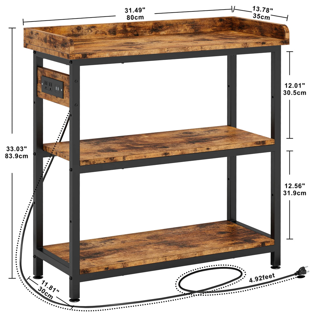 Height Adjustable 32 Inch Sofa Table with Power Outlet I4066